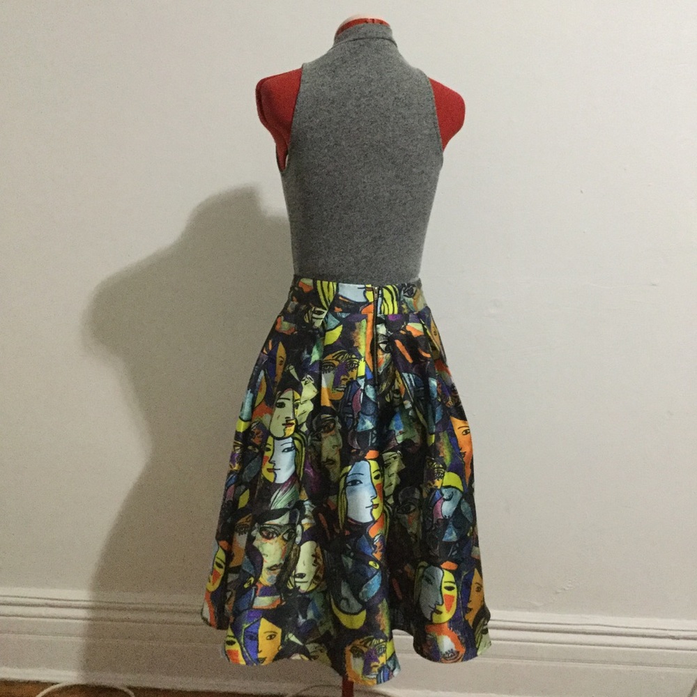 SOLD | Abstract Art Face Skirt | "Walking Picasso" - Picture 4 of 6